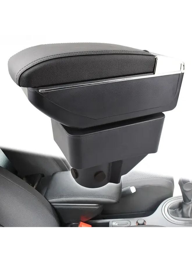 Black Line Armrest Storage Box for Ford Fiesta 2011 2019 Slide Forward Top Cover - Image 1